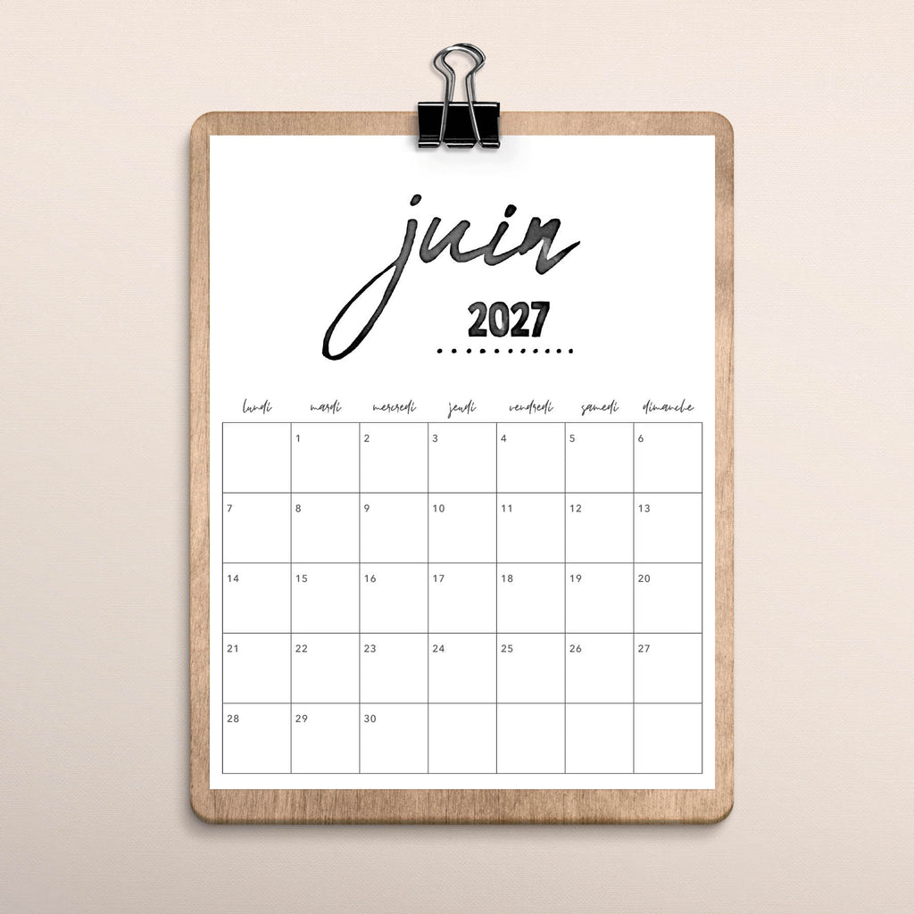 calendrier 2027 à imprimer