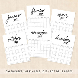 calendrier 2027 à imprimer
