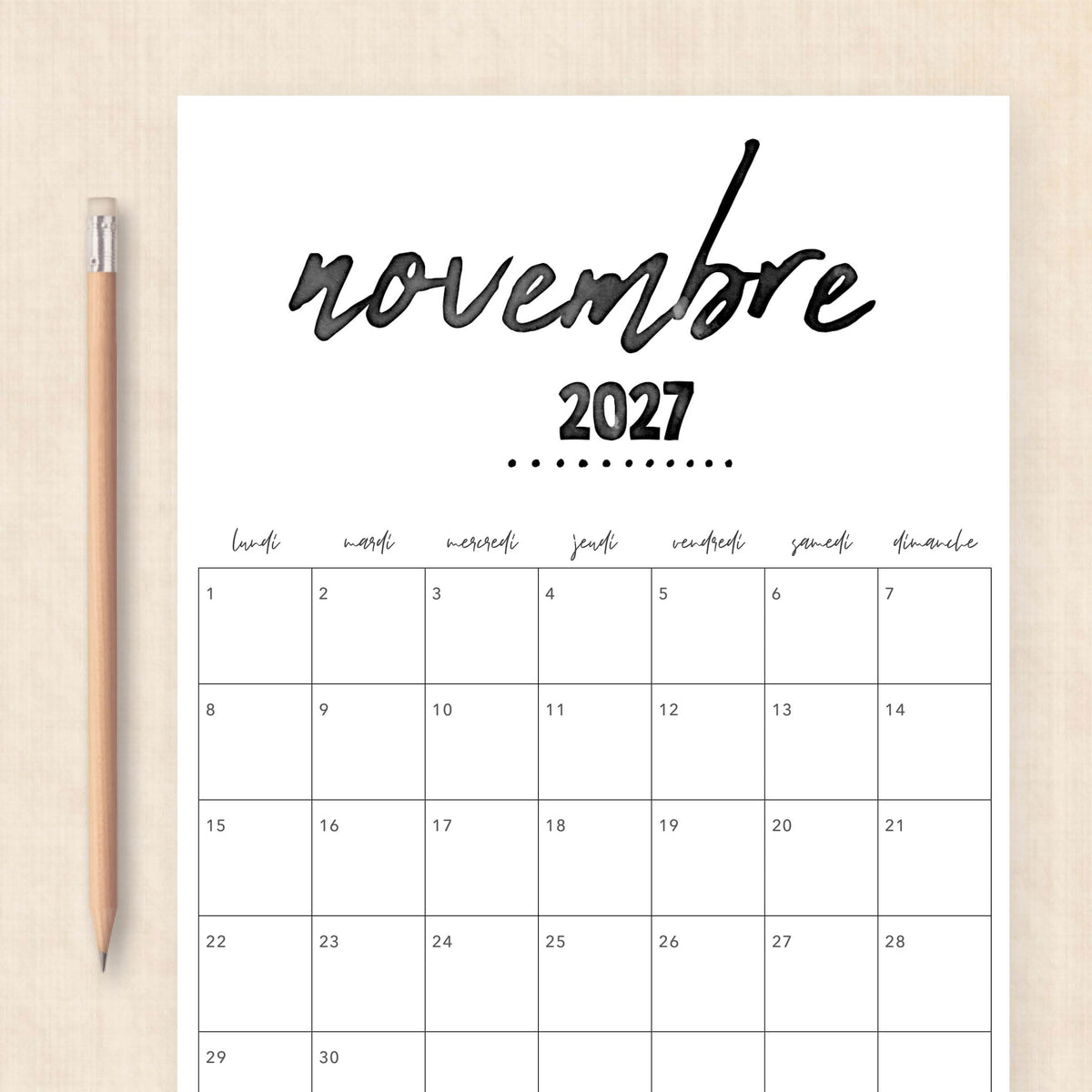 calendrier 2027 à imprimer