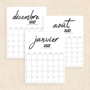 calendrier 2027 à imprimer