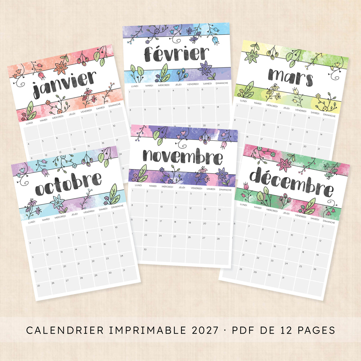 calendrier 2027 à imprimer