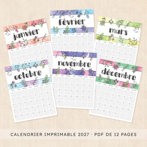 calendrier 2027 à imprimer