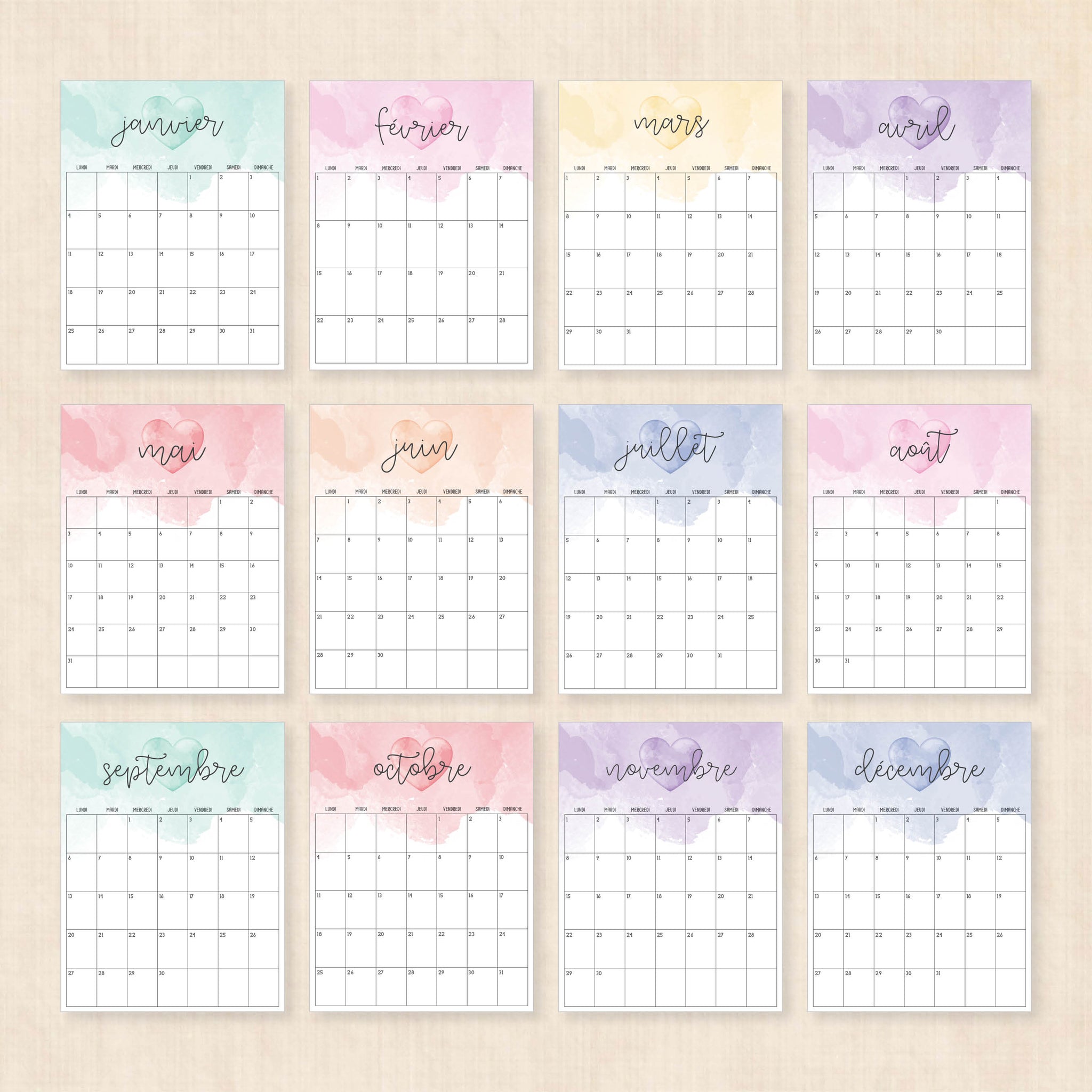 calendrier 2027 à imprimer