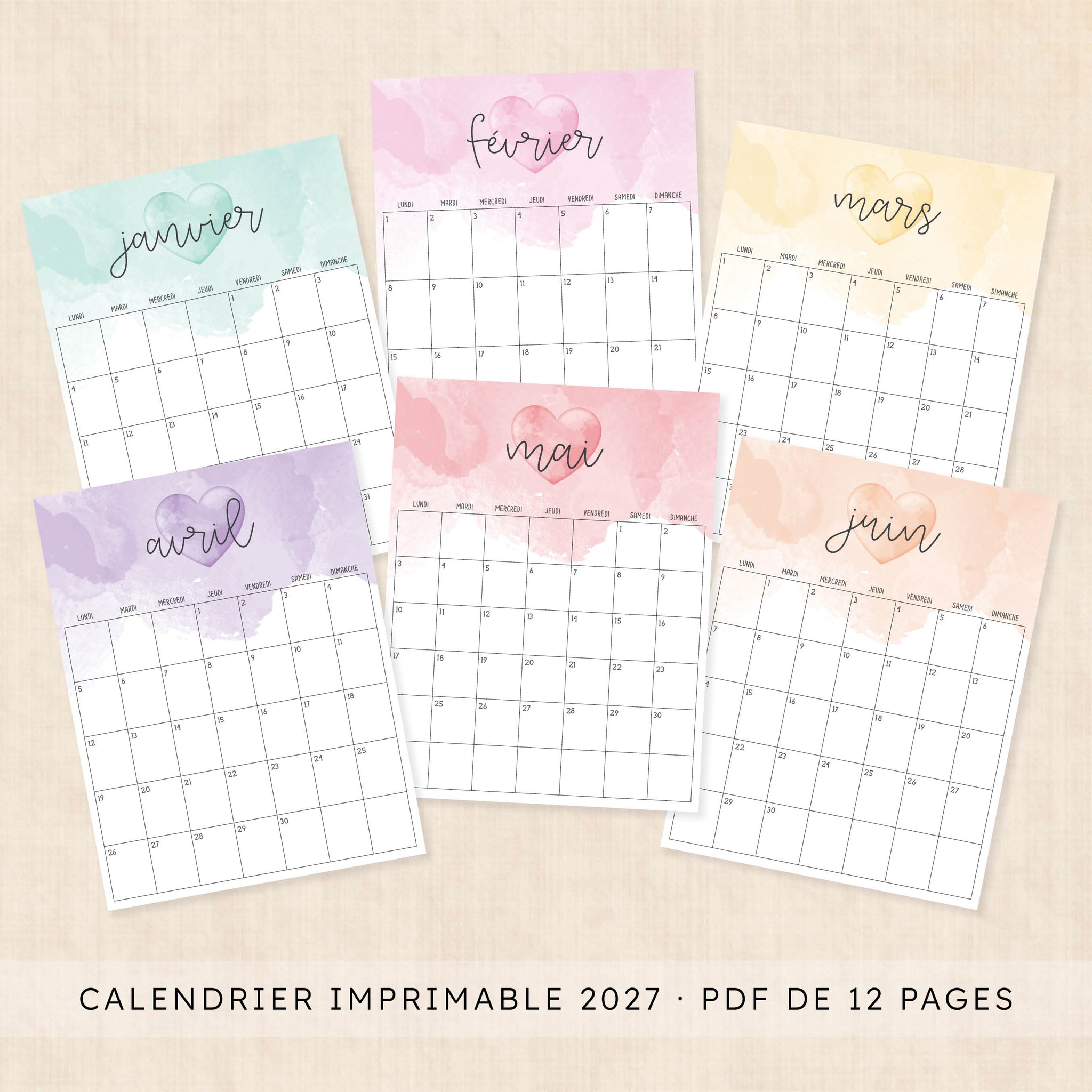 calendrier 2027 à imprimer