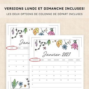 calendrier 2027 à imprimer