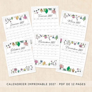 calendrier 2027 à imprimer