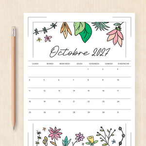 calendrier 2027 à imprimer