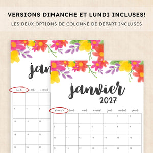 calendrier 2027 à imprimer