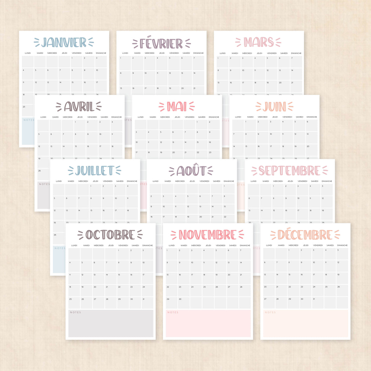 calendrier 2027 à imprimer
