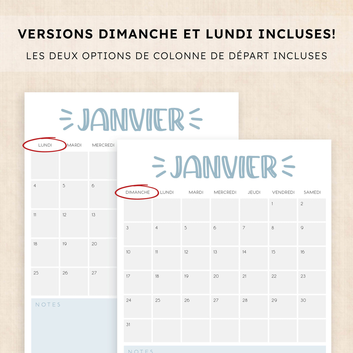 calendrier 2027 à imprimer