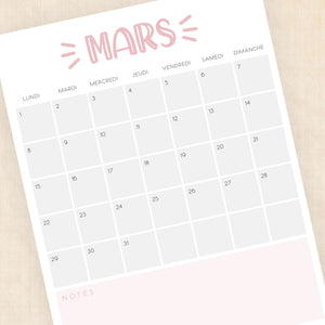 calendrier 2027 à imprimer