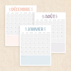 calendrier 2027 à imprimer