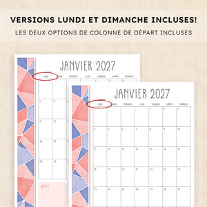 calendrier 2027 à imprimer