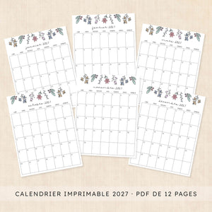 calendrier 2027 à imprimer
