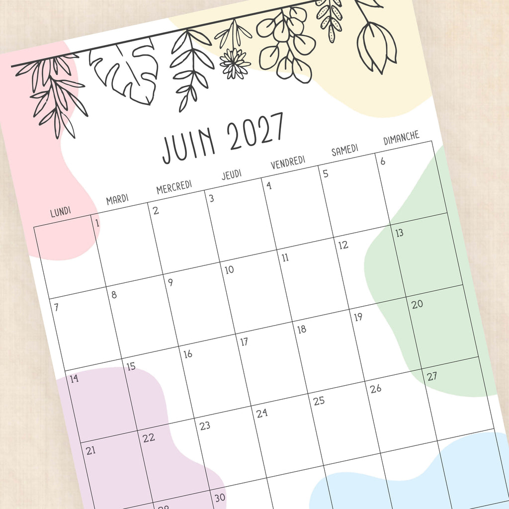 calendrier 2027 à imprimer