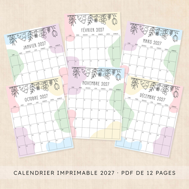 calendrier 2027 à imprimer