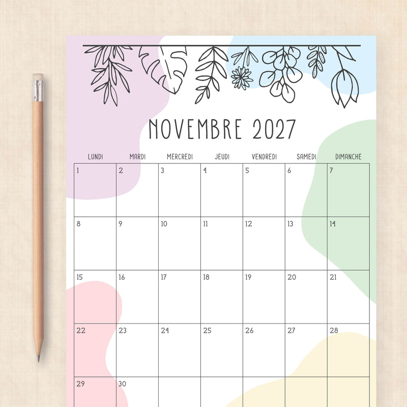 calendrier 2027 à imprimer