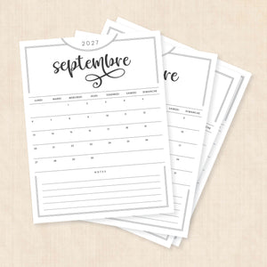 calendrier 2027 à imprimer