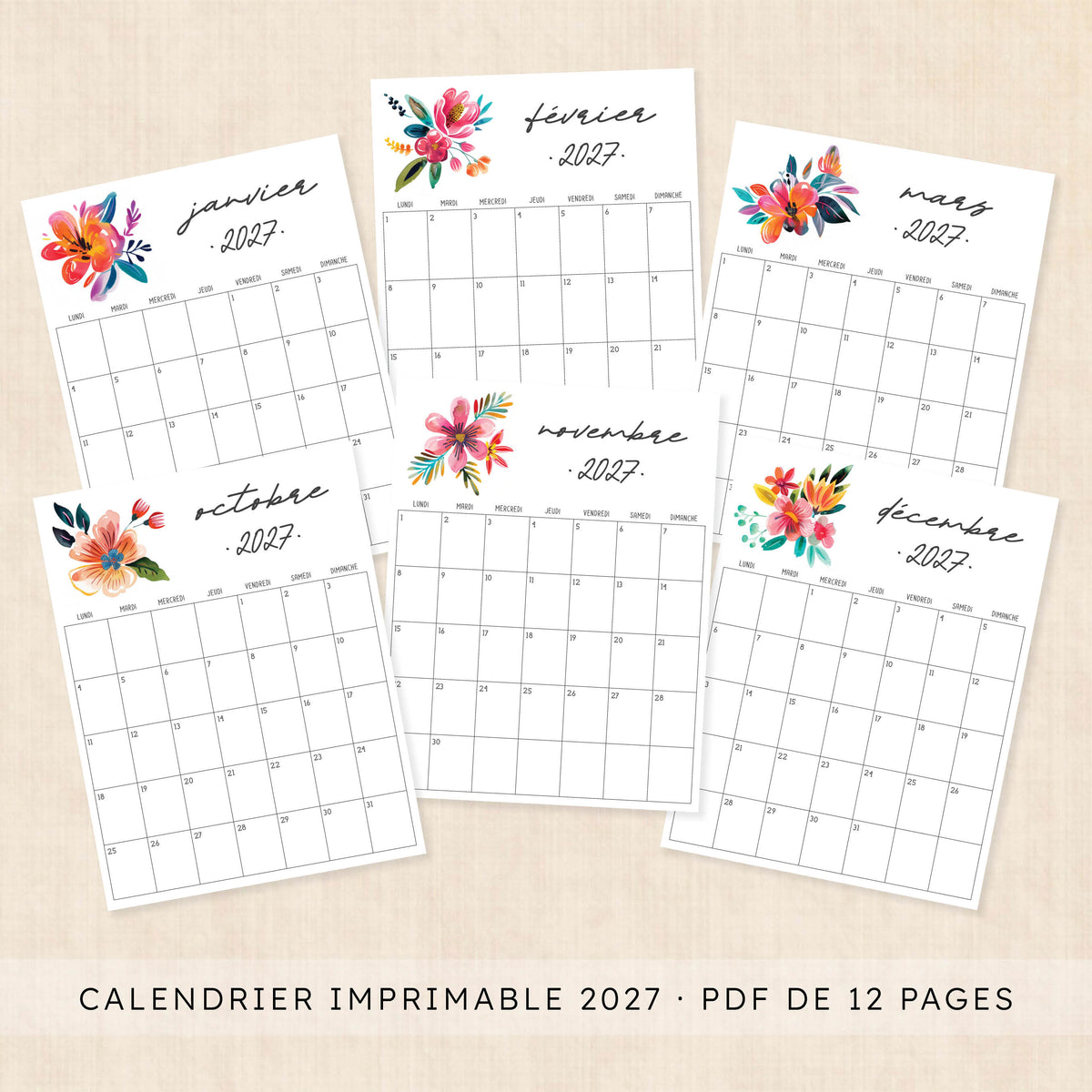 calendrier 2027 à imprimer