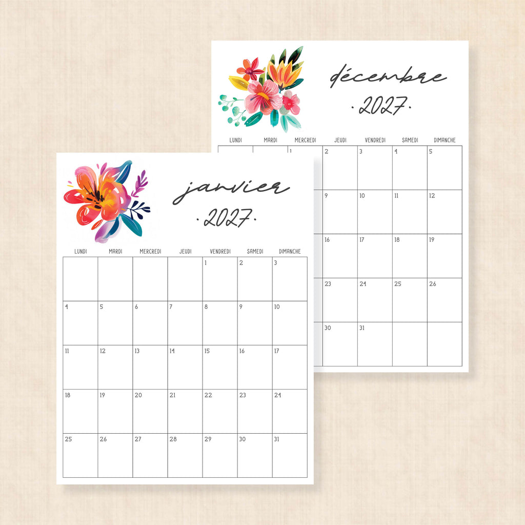 calendrier 2027 à imprimer