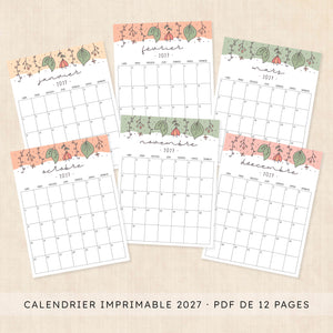 calendrier 2027 à imprimer
