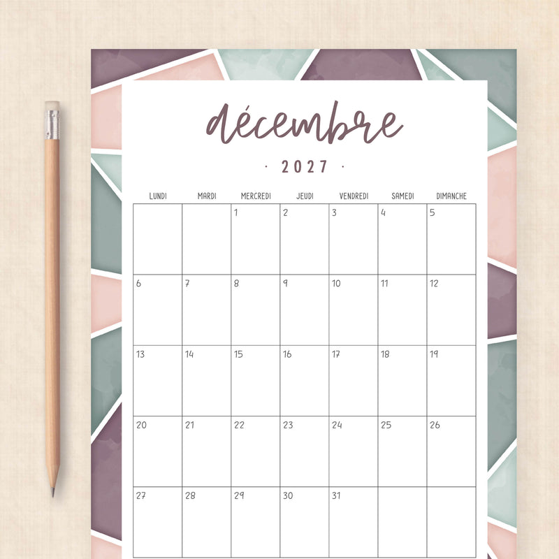 calendrier 2027 à imprimer