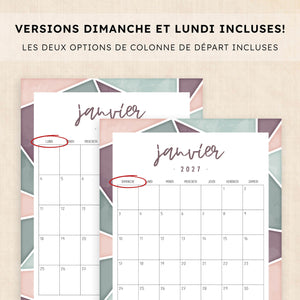 calendrier 2027 à imprimer