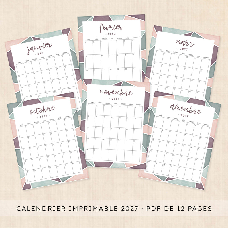 calendrier 2027 à imprimer