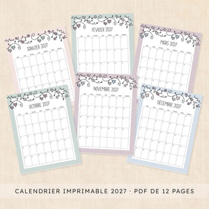 calendrier 2027 à imprimer