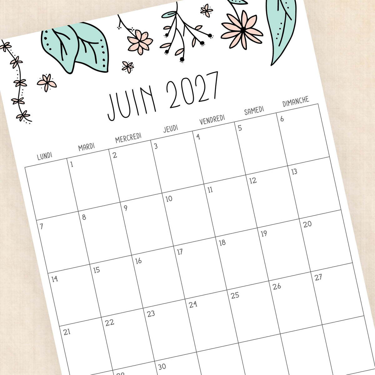 calendrier 2027 à imprimer