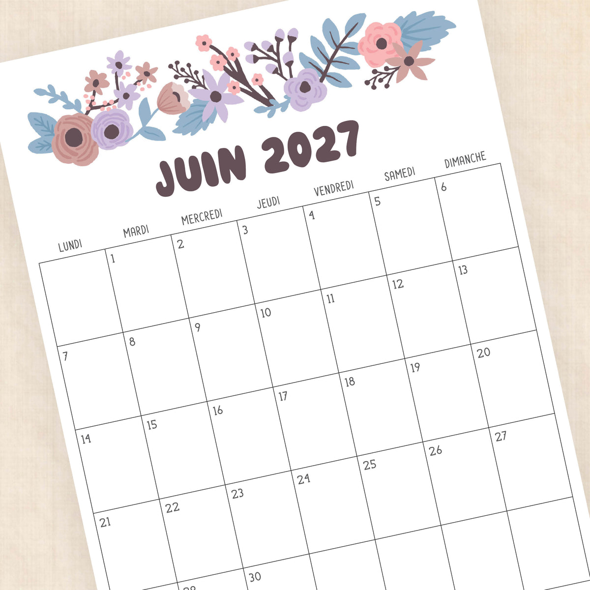 calendrier 2027 à imprimer