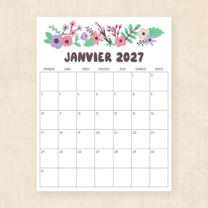 calendrier 2027 à imprimer