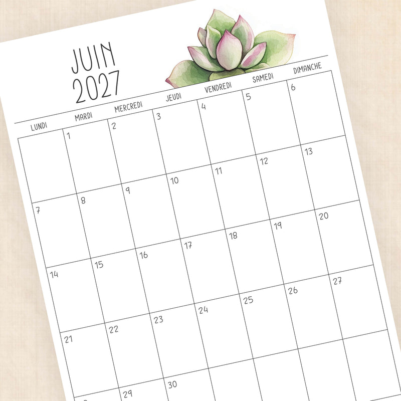 calendrier 2027 à imprimer