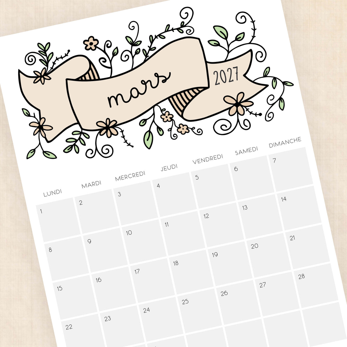 calendrier 2027 à imprimer
