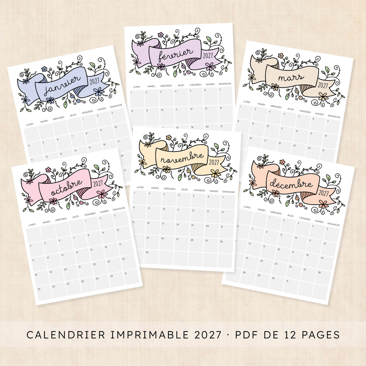 calendrier 2027 à imprimer