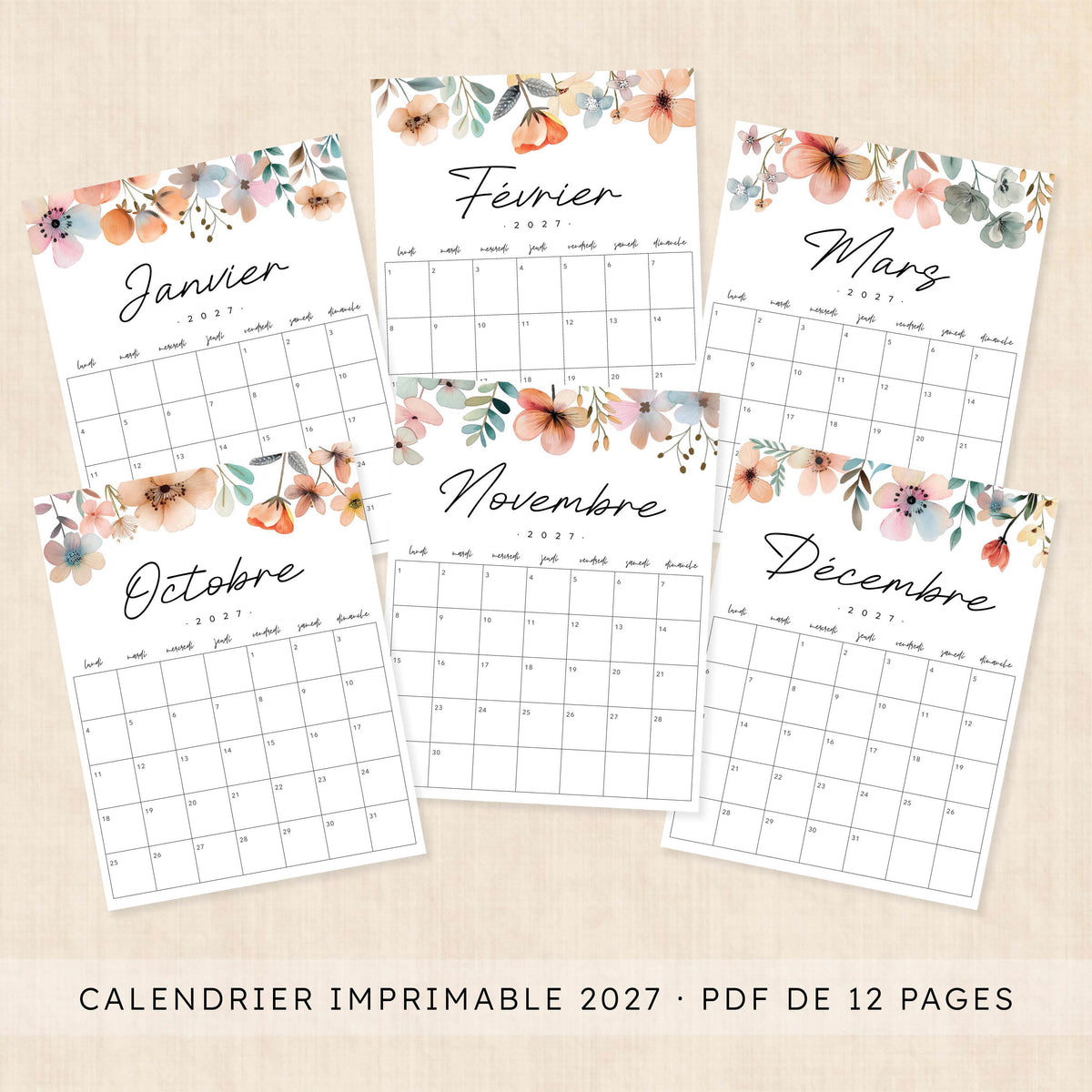 calendrier 2027 à imprimer