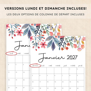 Calendrier 2027 à imprimer