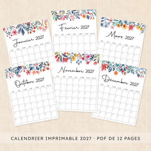 Calendrier 2027 à imprimer