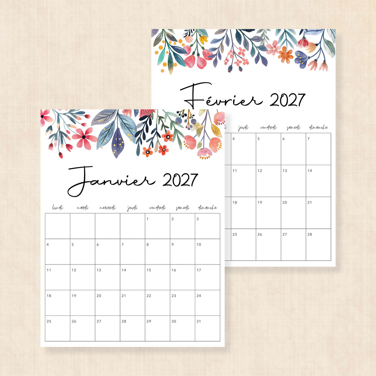 Calendrier 2027 à imprimer