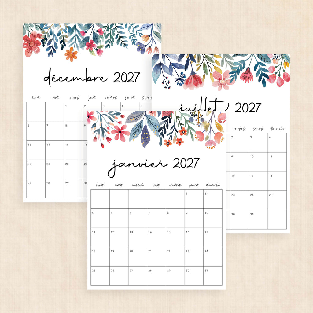Calendrier 2027 à imprimer