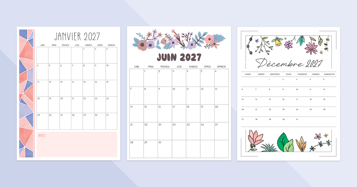 calendrier 2027 PDF à imprimer