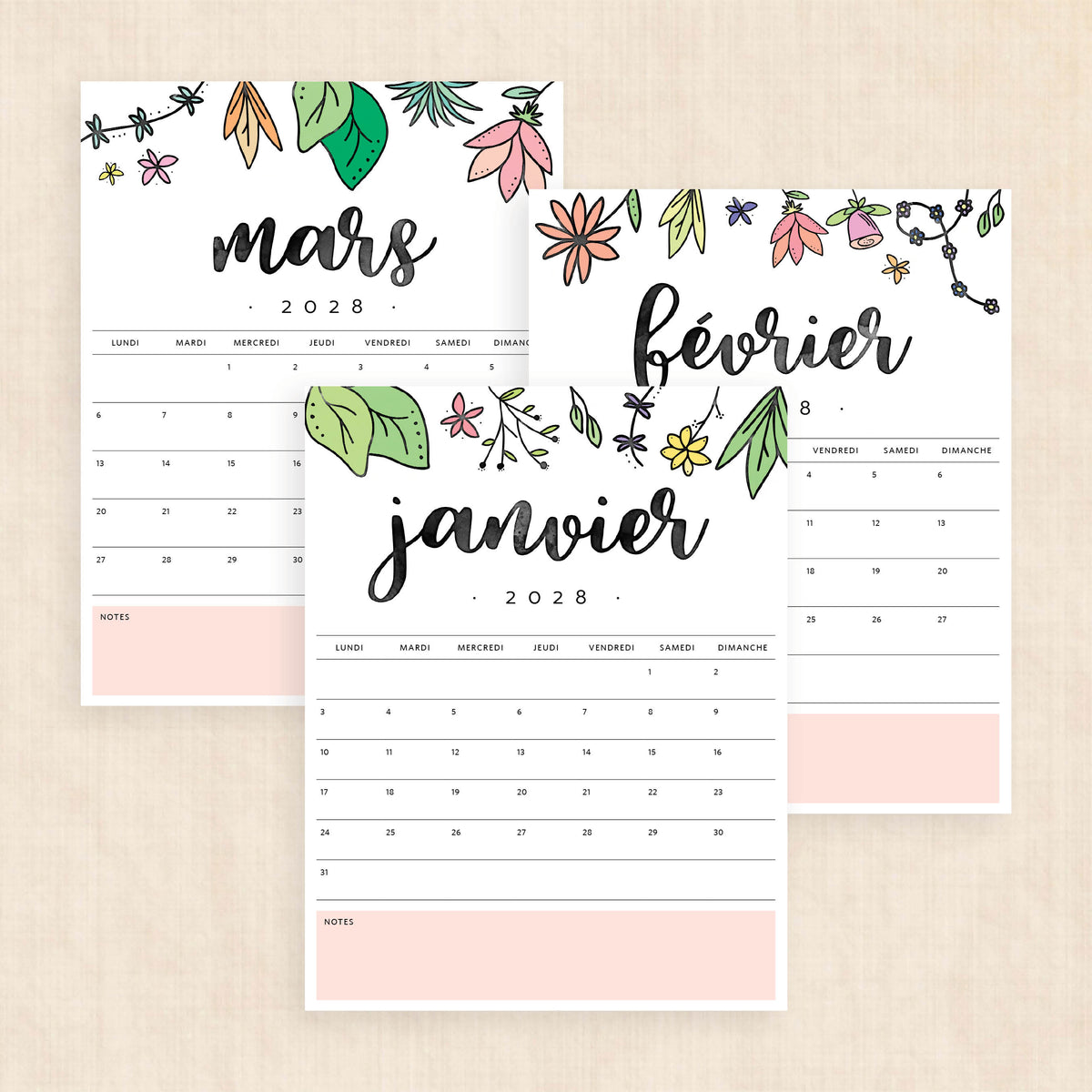 calendrier 2028 à imprimer