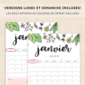 calendrier 2028 à imprimer