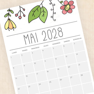 calendrier 2028 à imprimer