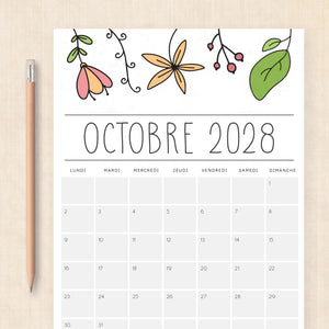 calendrier 2028 à imprimer