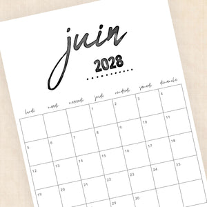 calendrier 2028 à imprimer