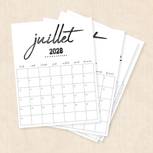 calendrier 2028 à imprimer