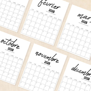 calendrier 2028 à imprimer
