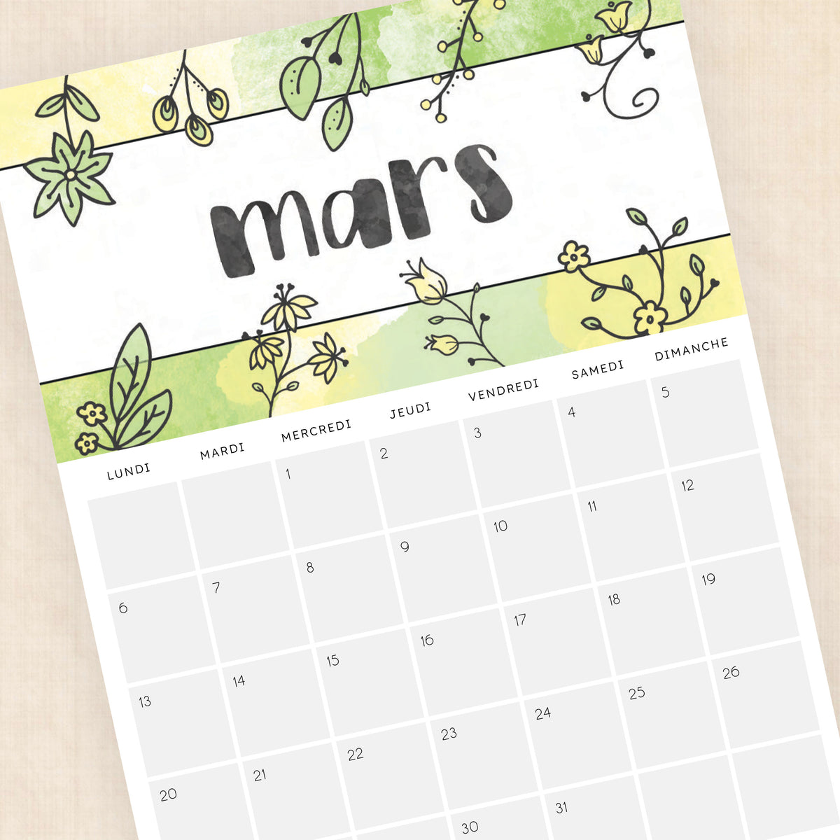 calendrier 2028 à imprimer