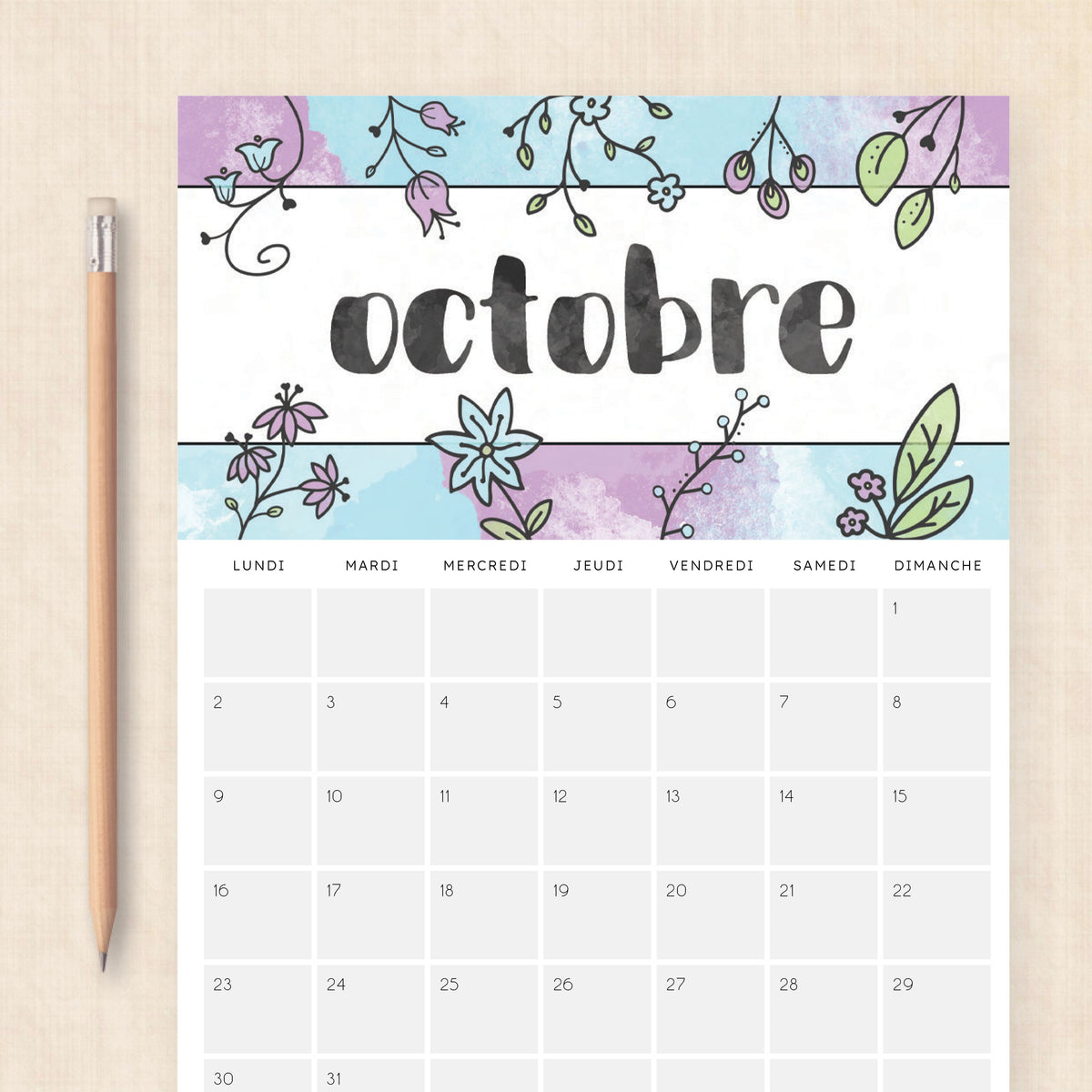 calendrier 2028 à imprimer